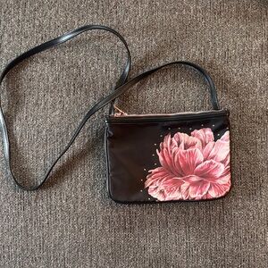 Ted Baker Black and Pink Floral Crossbody Bag